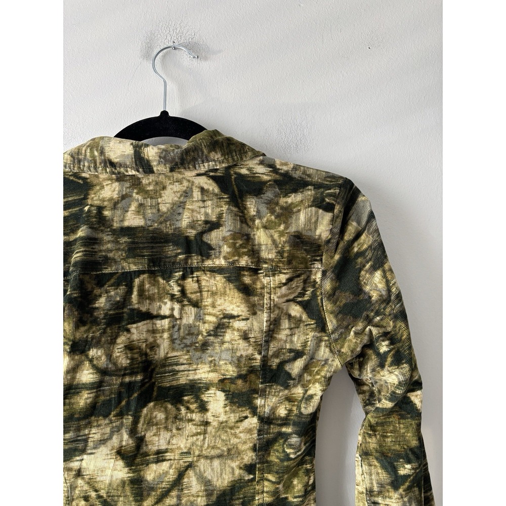Anthropologie Pilcro Ruched‎ Corduroy Green Printed Mini Shirt Dress Size 0 - Picture 10 of 13